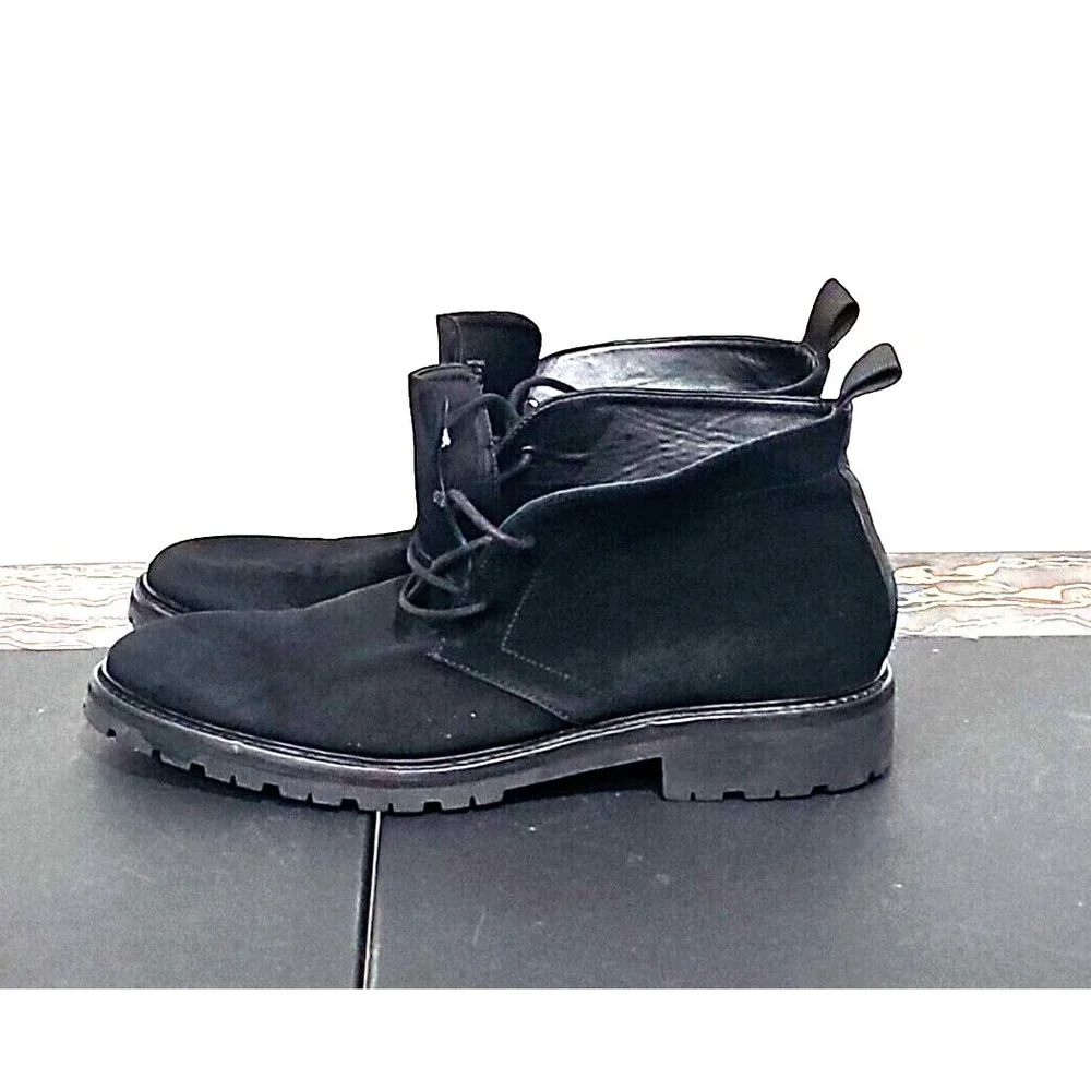 Mens Size 9 Black Calvin Klein Ultan Calf Suede Leather‎ Chukka Boots 34F0500